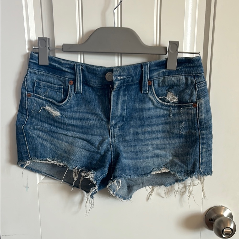 Distressed Blue Denim Shorts